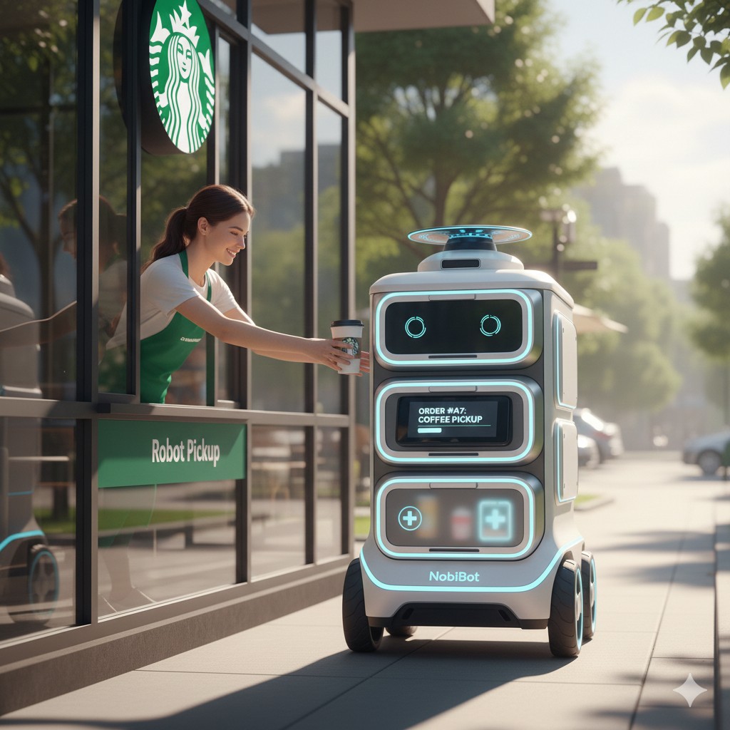 NobiBot order pickup at Starbucks drive-through